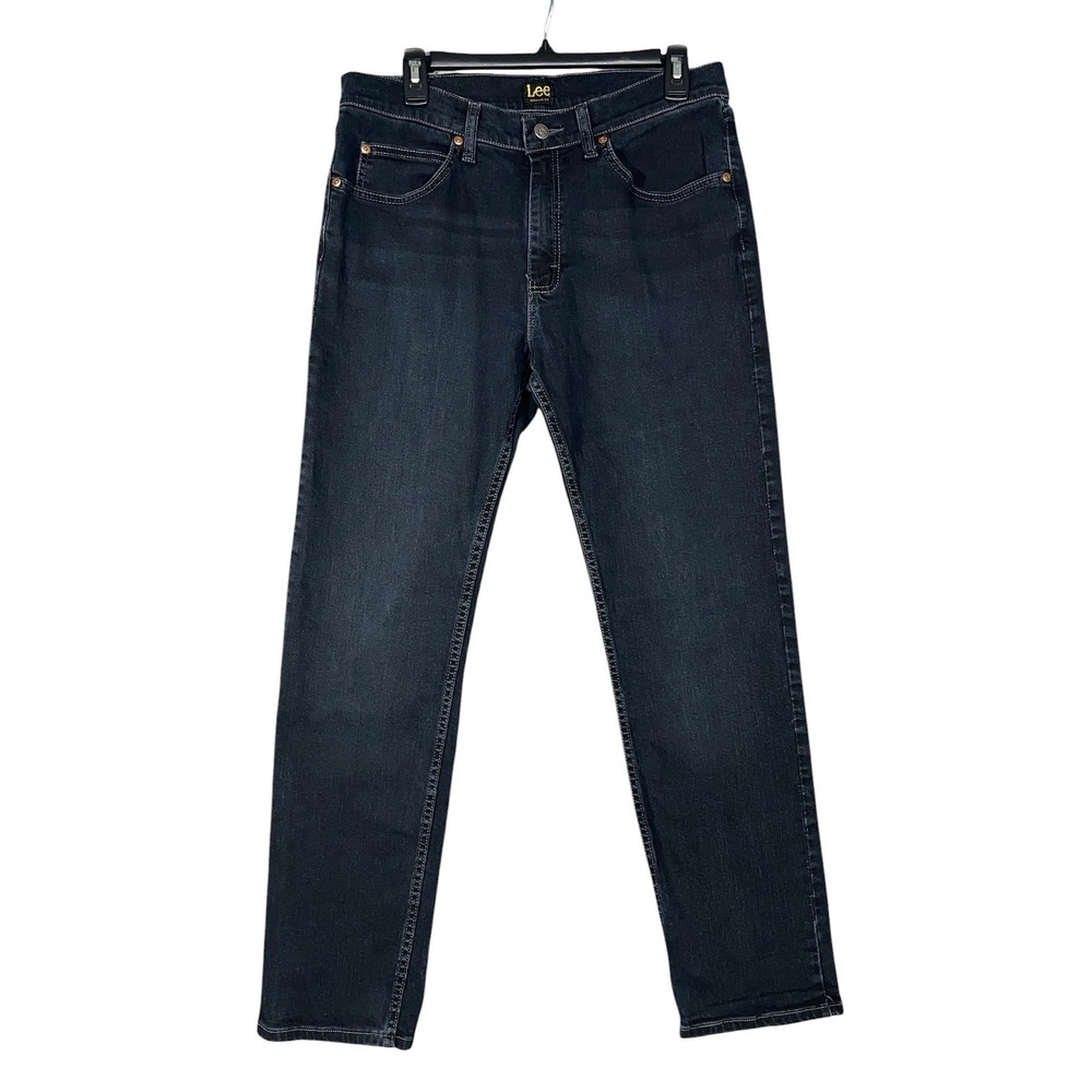 Lee Regular Fit Jeans Mens 32x32 Dark Wash Blue Straight Leg Stretch Denim